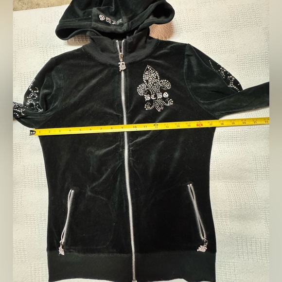 BCBGMaxAzria Y2K Black Rhinestone Bomber Jacket - Picture 10 of 15